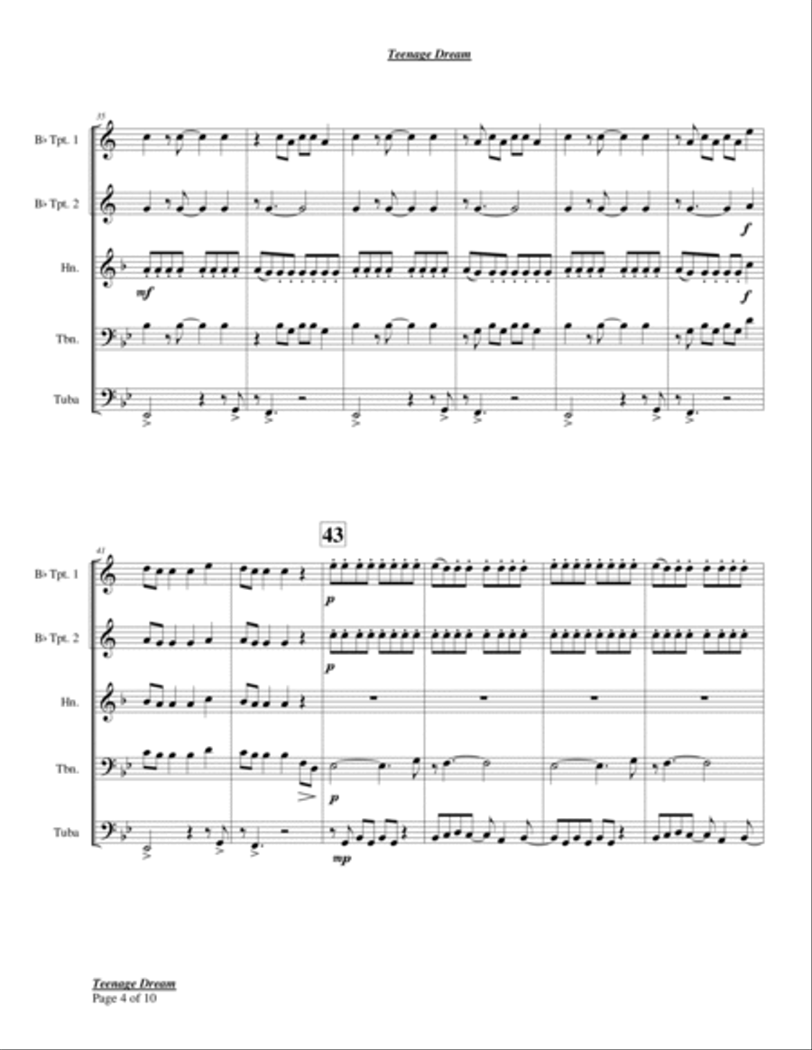 Teenage Dream Chamber Music scores gallery preview page 4