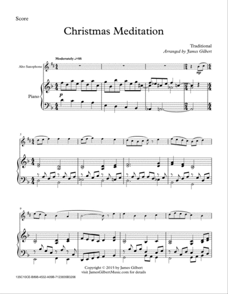 Christmas Meditation Christmas Meditation Alto Saxophone scores gallery preview page 1