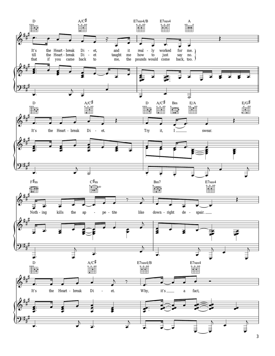 The Heartbreak Diet Piano, Vocal, Guitar scores gallery preview page 3