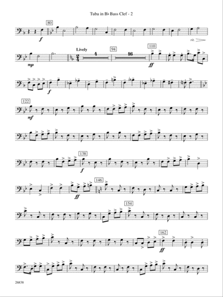 River Songs of the South: (World Part) B-flat Tuba B.C. Concert Band scores gallery preview page 2