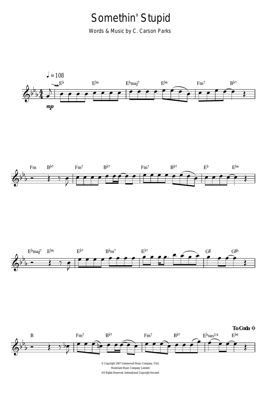 Somethin' Stupid Alto Saxophone scores gallery preview page 1