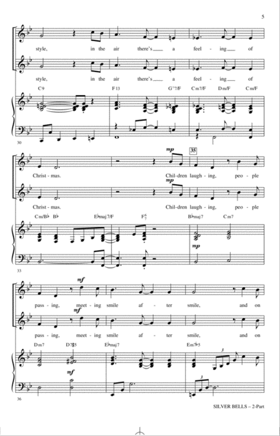 Silver Bells (arr. Mark Hayes) 2-Part scores gallery preview page 4