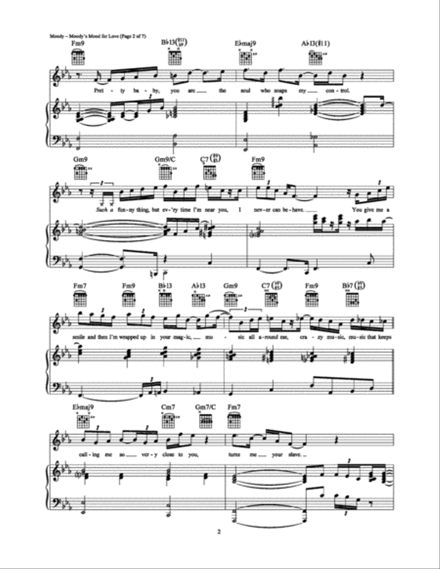 Moody's Mood for Love Piano, Vocal, Guitar scores gallery preview page 2