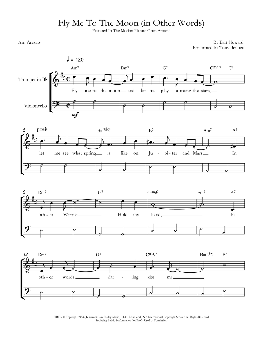 Fly Me To The Moon (In Other Words) Trumpet Duet scores gallery preview page 1