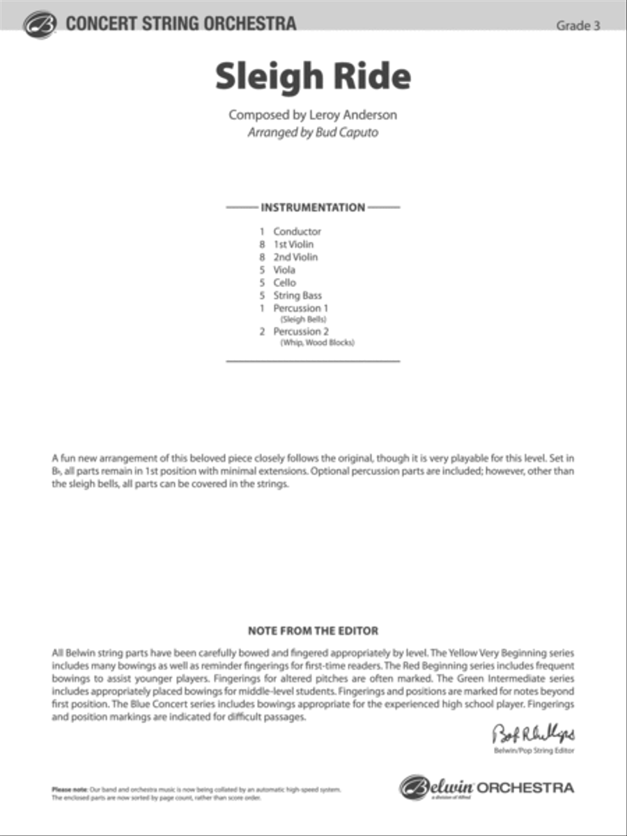 Sleigh Ride: Score String Orchestra scores gallery preview page 1