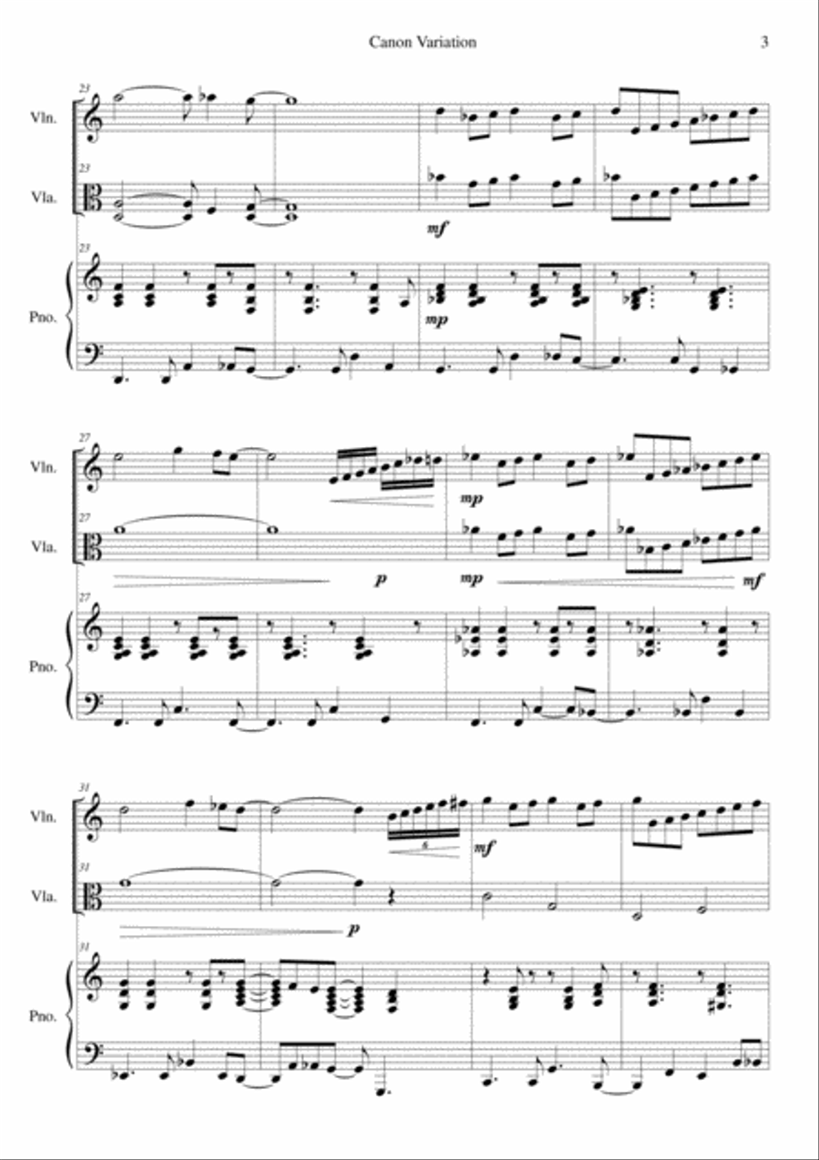 Canon Variation (Jazz Version) Viola scores gallery preview page 3
