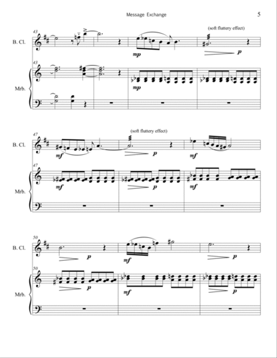 Message Exchange for bass clarinet & marimba Chamber Music scores gallery preview page 6