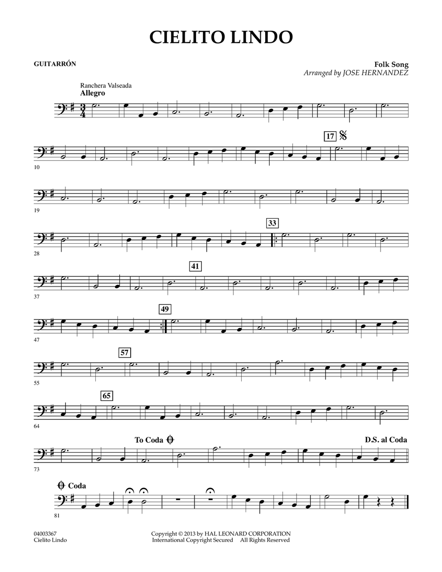 Cielito Lindo - Guitarron Concert Band scores gallery preview page 1