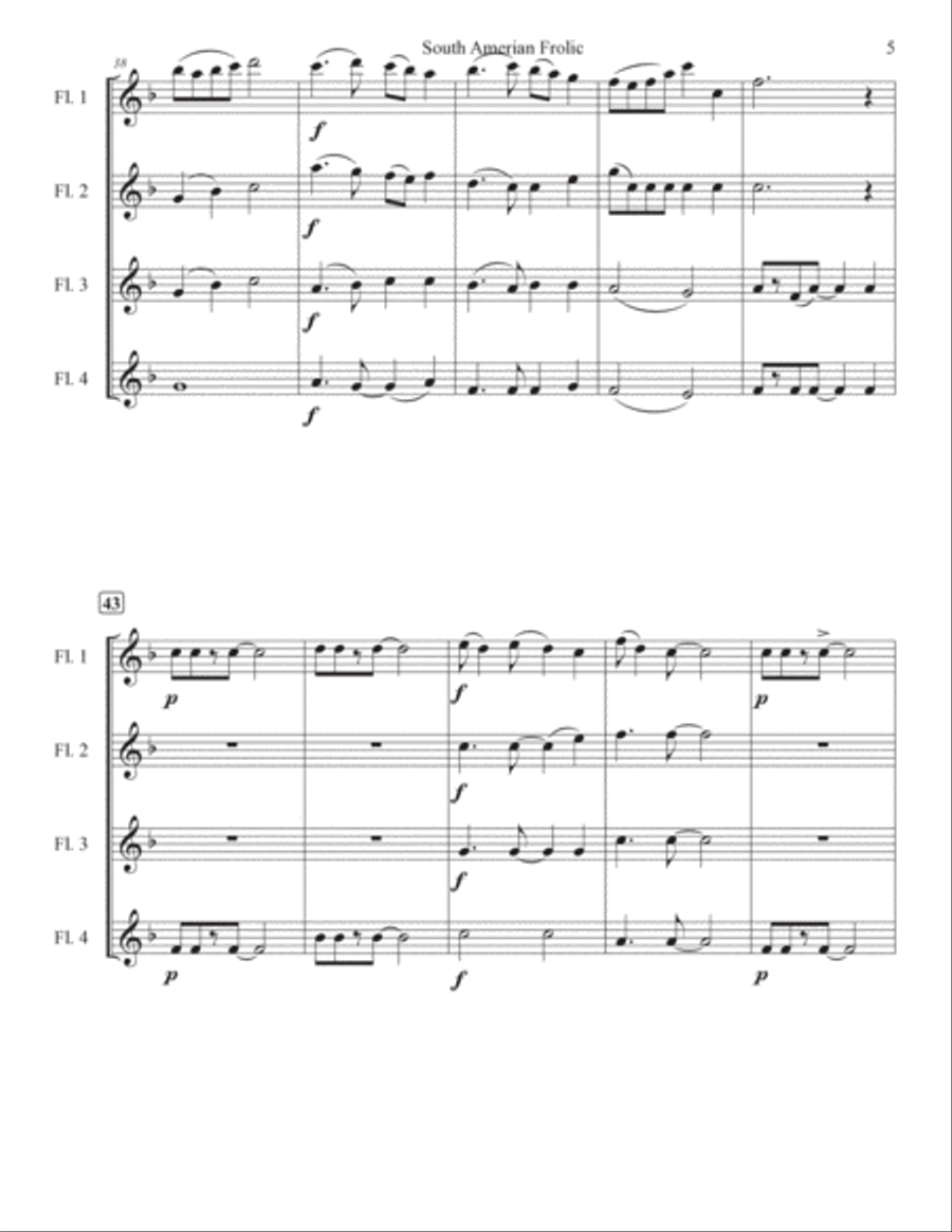 South American Frolic Flute Quartet scores gallery preview page 5