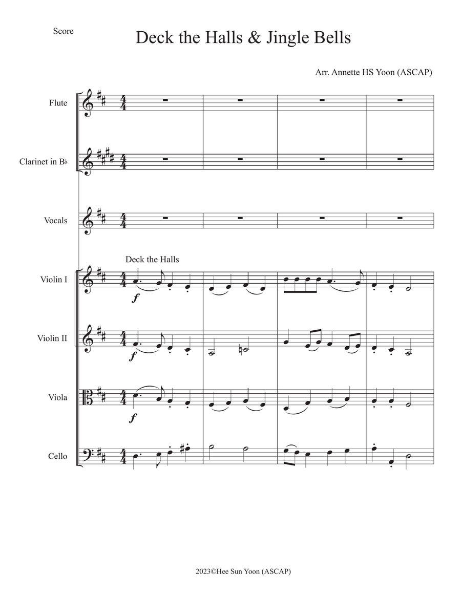 Deck the Halls & Jingle Bells Small Ensemble scores gallery preview page 1