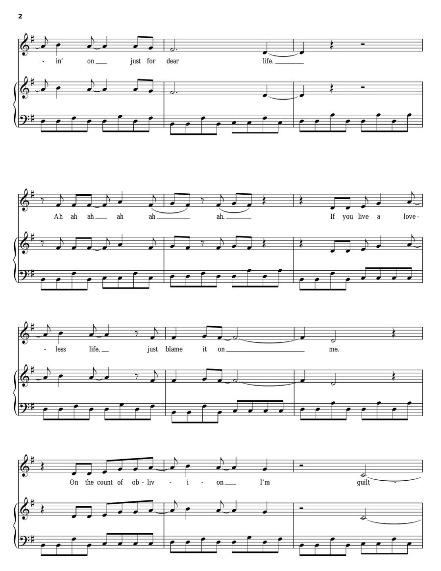 Dear Life Piano, Vocal, Guitar scores gallery preview page 2