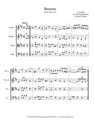 Book cover for Bach Bourree for String Quartet