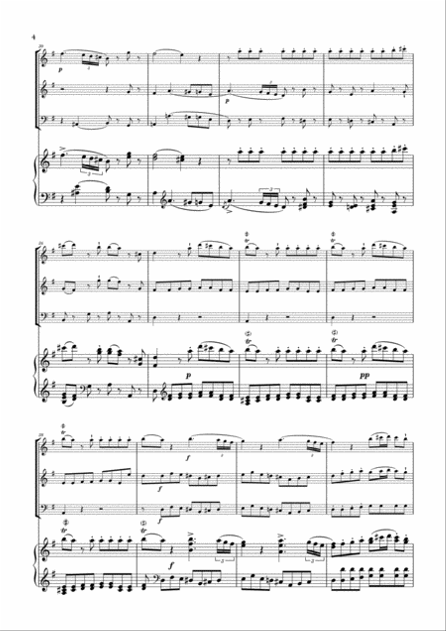Eine Kleine Nachtmusik for Oboe, Violin, Bassoon and Piano Woodwind Quartet scores gallery preview page 4