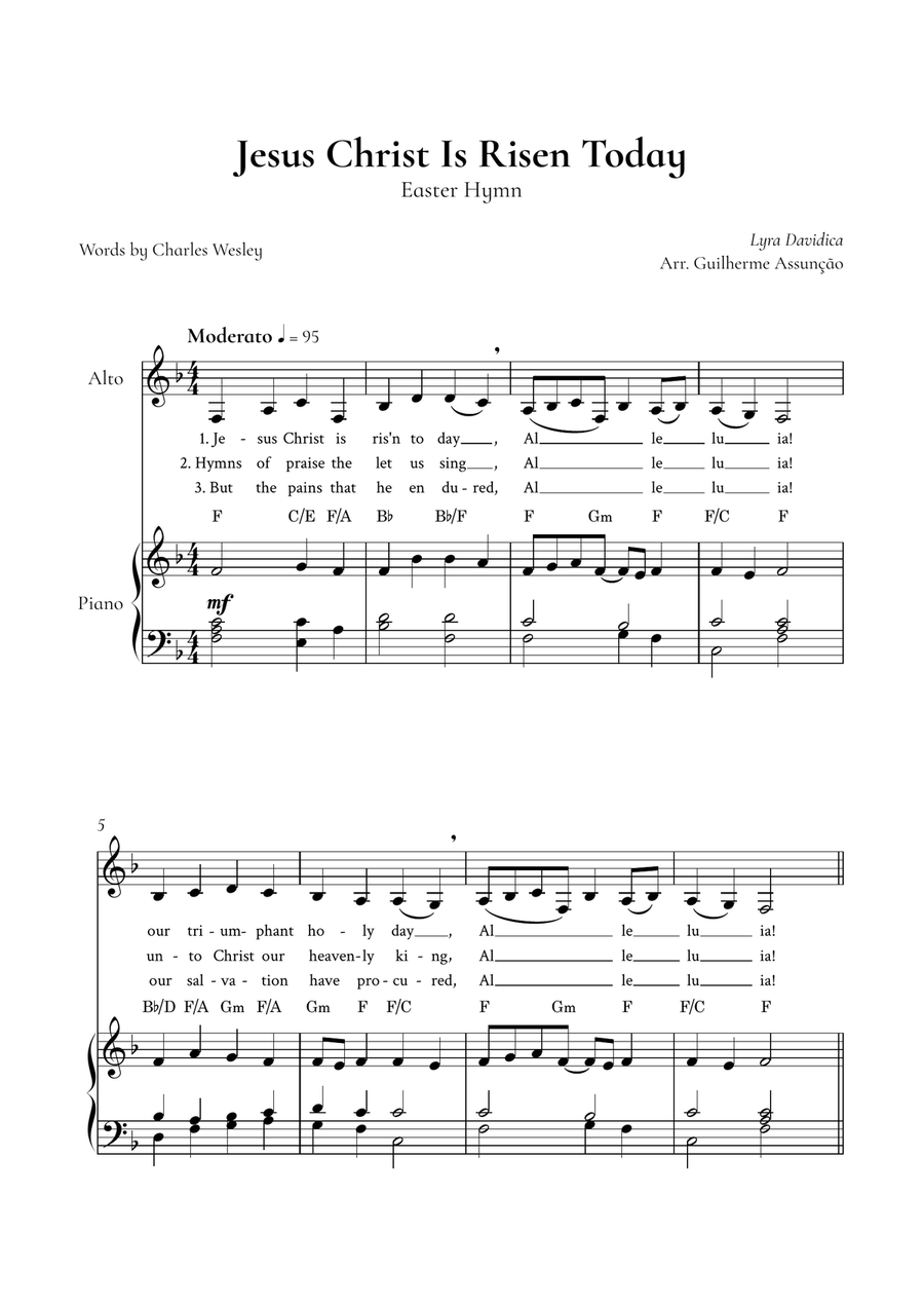 Jesus Christ is Risen Today (Alto, Piano) - in F Major