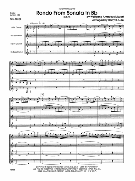 Rondo From Sonata In Bb (K.570)