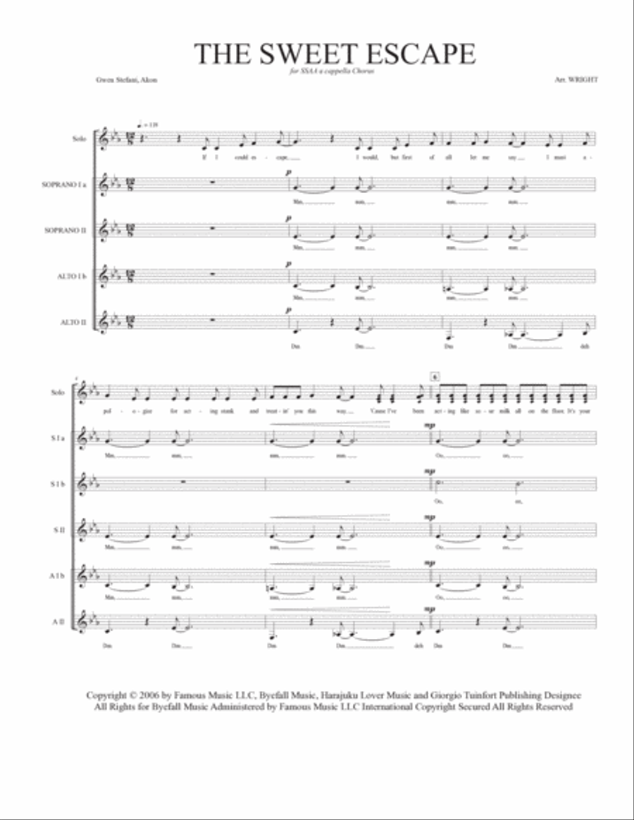 The Sweet Escape SSA scores gallery preview page 2