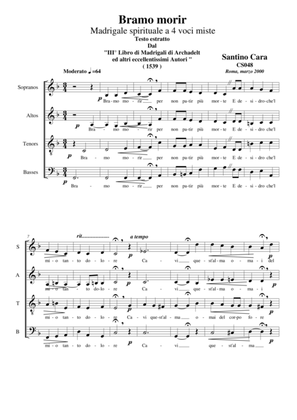 Bramo morir - Sacred Madrigal for Choir SATB a cappella