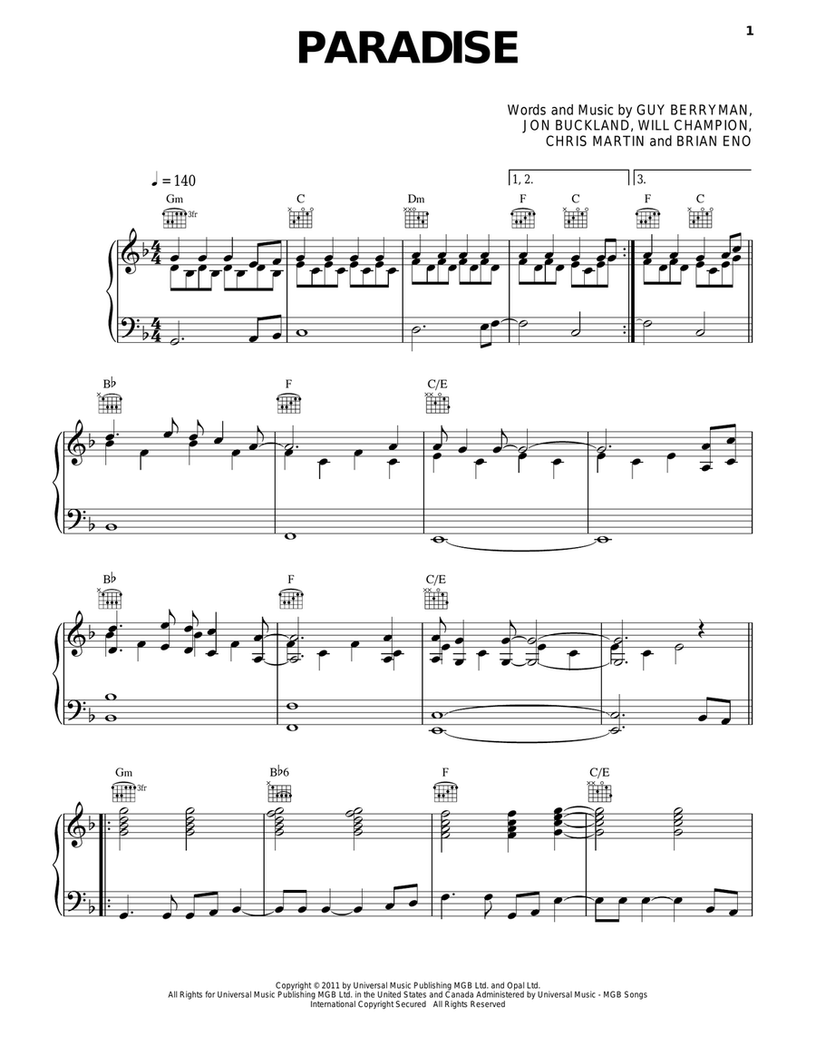 Paradise Acoustic Guitar scores gallery preview page 1