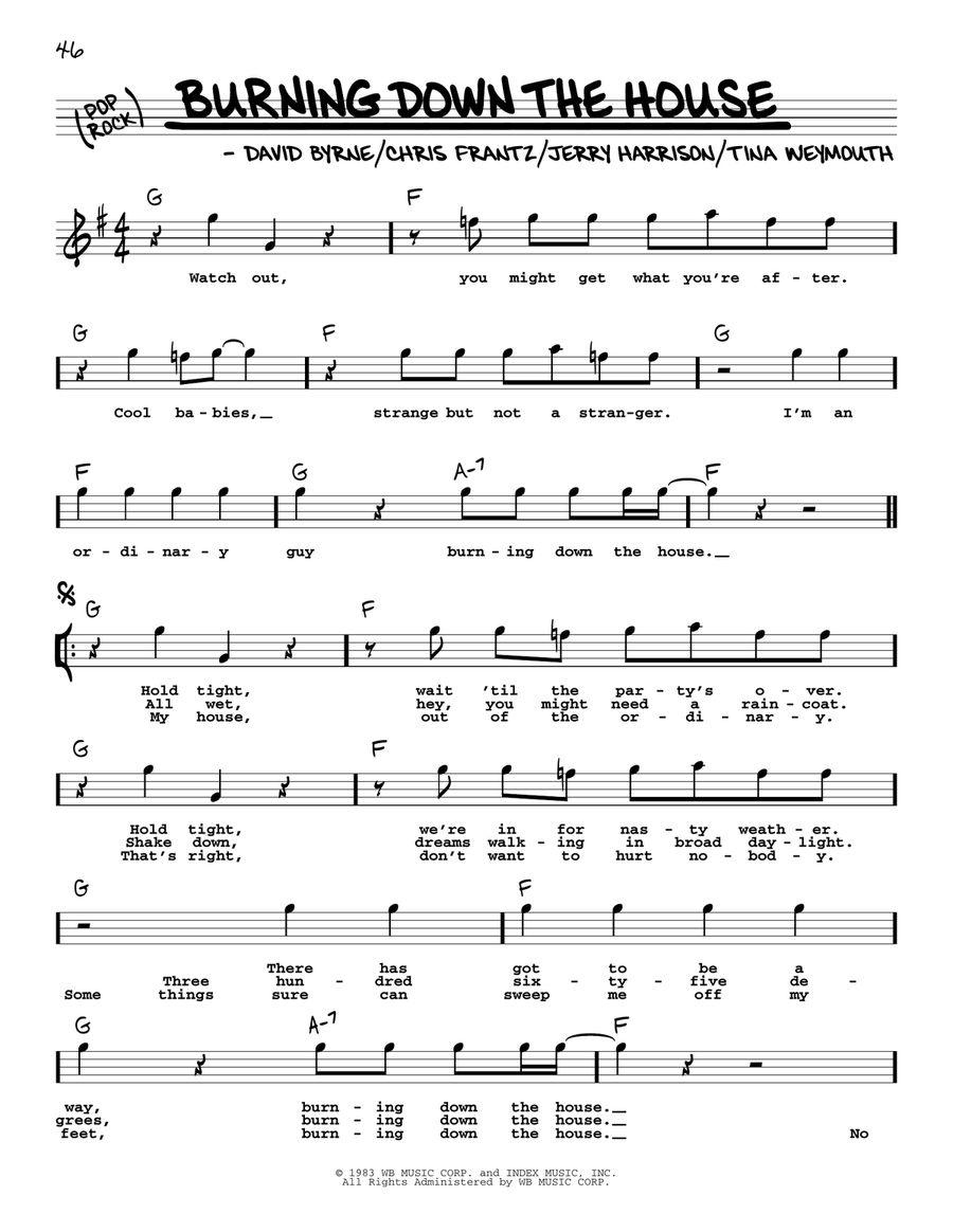 Burning Down The House Voice scores gallery preview page 1