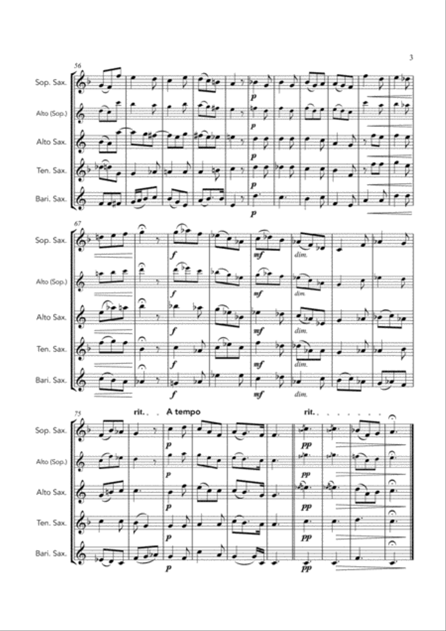 The Shepherd's Farewell, Berlioz - SATB or AATB saxophone quartet Saxophone Quartet scores gallery preview page 3