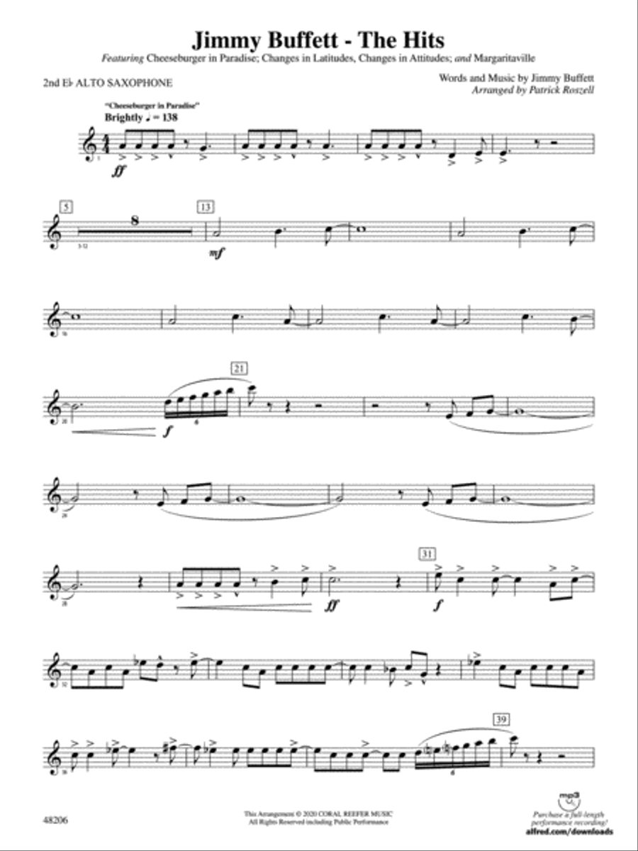 Jimmy Buffett--The Hits: 2nd E-flat Alto Saxophone Concert Band scores gallery preview page 1