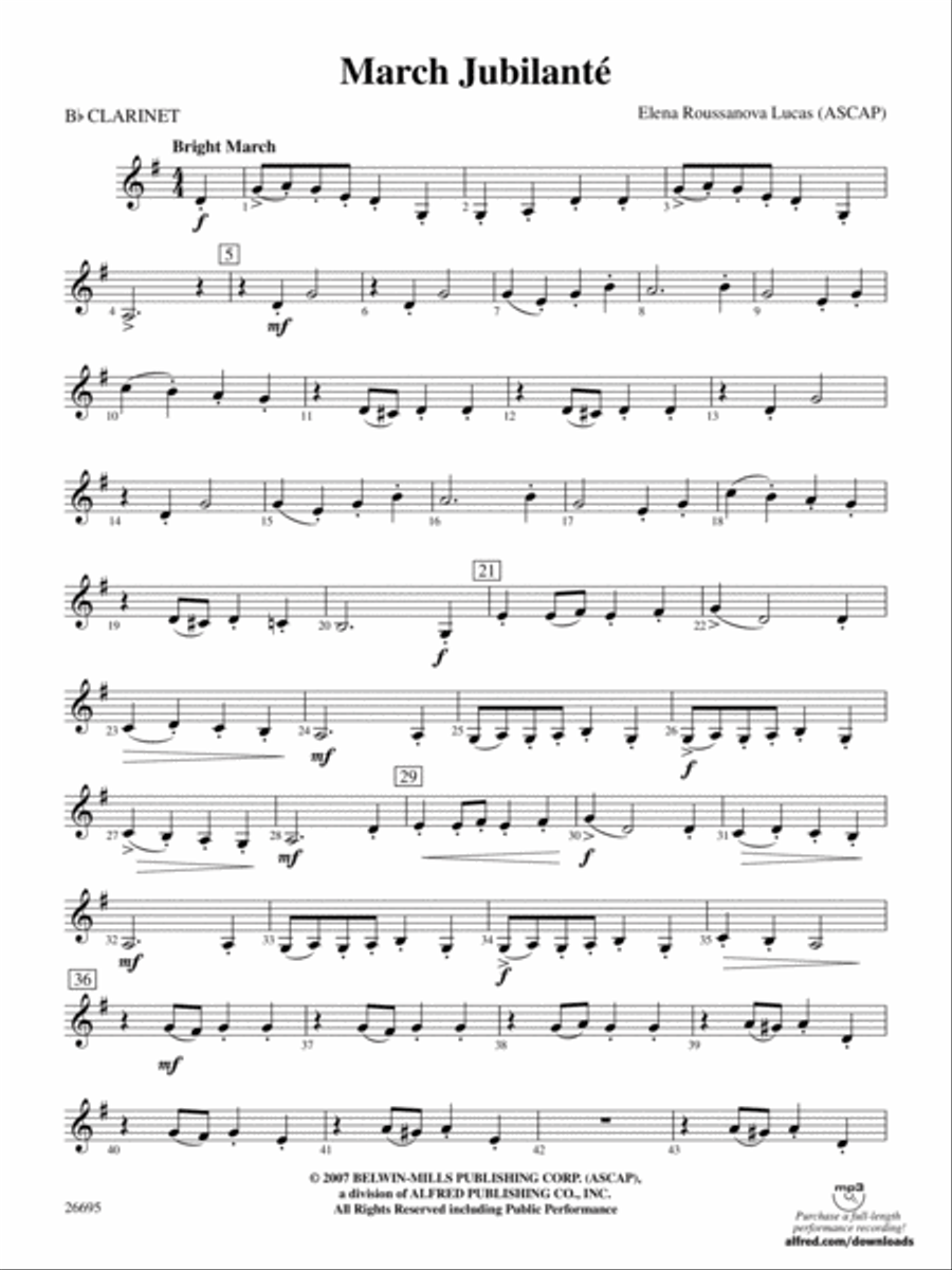 March Jubilante: 1st B-flat Clarinet Concert Band scores gallery preview page 1