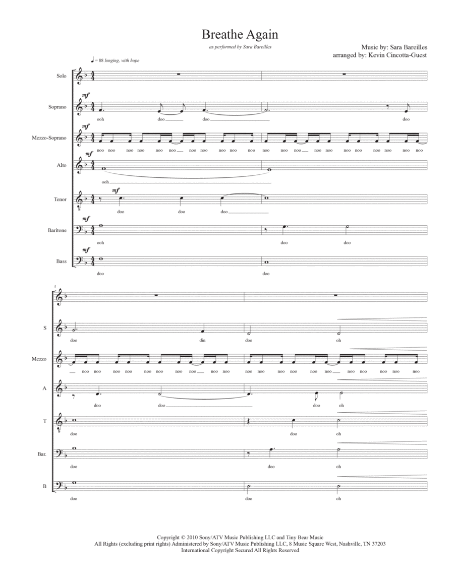 Breathe Again 4-Part scores gallery preview page 1