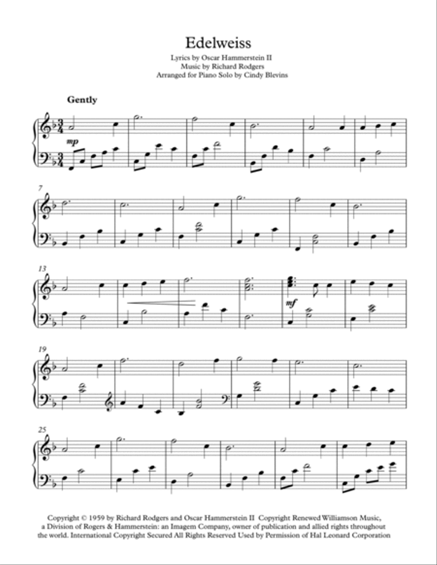 Edelweiss Edelweiss Piano Solo scores gallery preview page 2
