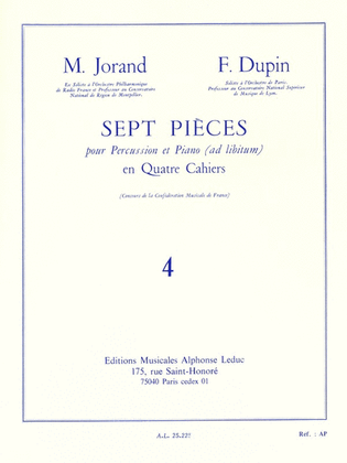 Book cover for 7 Pieces Vol.4 (percussion(s) & Piano)
