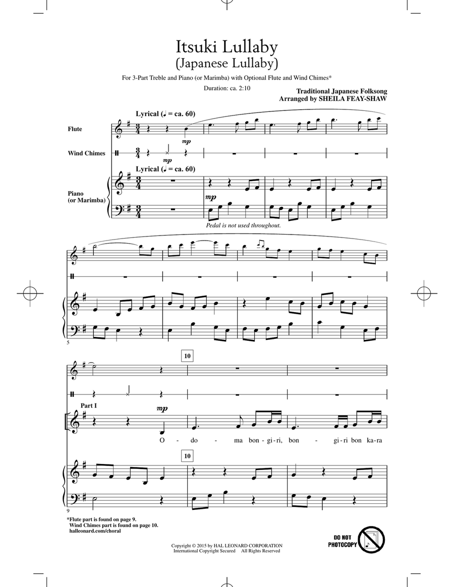 Itsuki Lullaby 3-Part scores gallery preview page 1