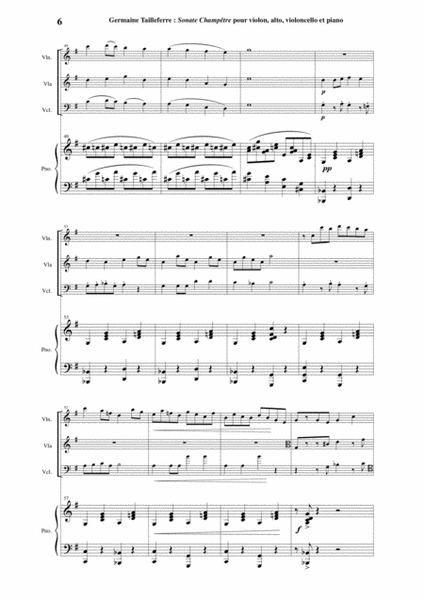 Germaine Tailleferre: Sonate Champêtre for violin (or oboe), violin, violoncello and piano