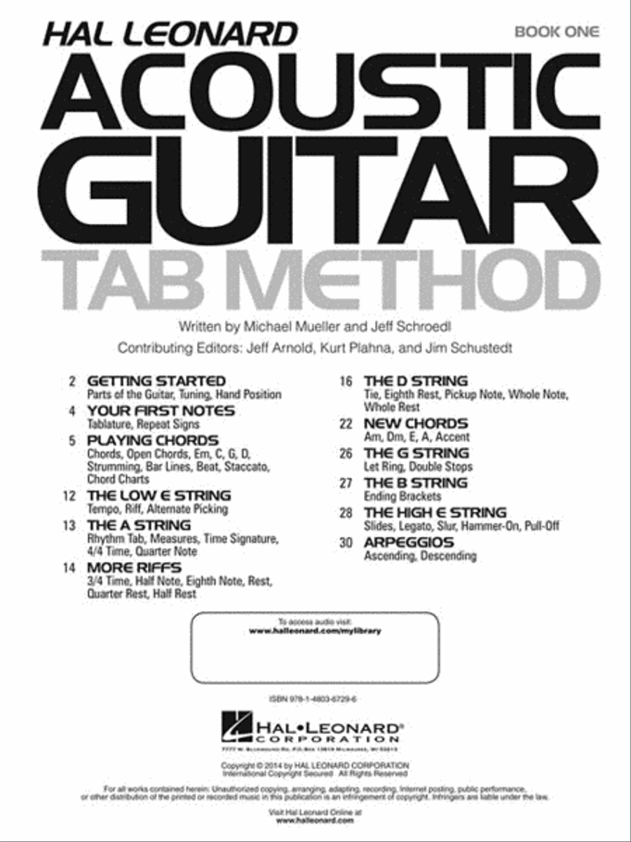 Hal Leonard Acoustic Guitar Tab Method – Book 1 image number null