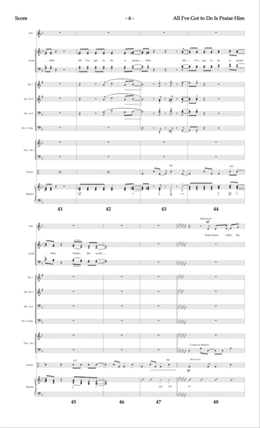 All I've Got to Do Is Praise Him - Brass and Rhythm Score and Parts Choir scores gallery preview page 8