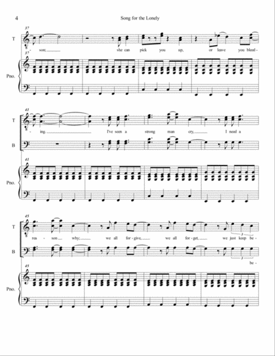 Song For The Lonely TTBB scores gallery preview page 4