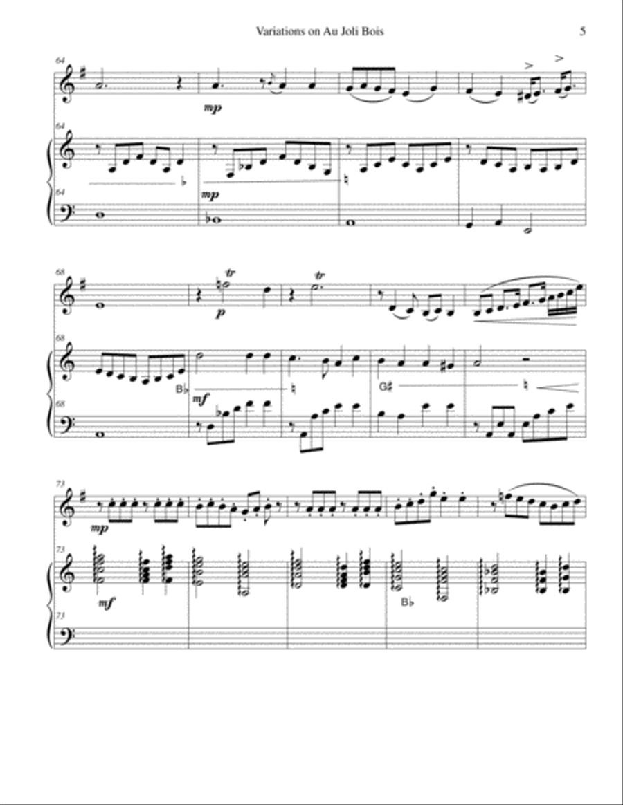 Variations on au Joli Bois for cor anglais and harp English Horn scores gallery preview page 5