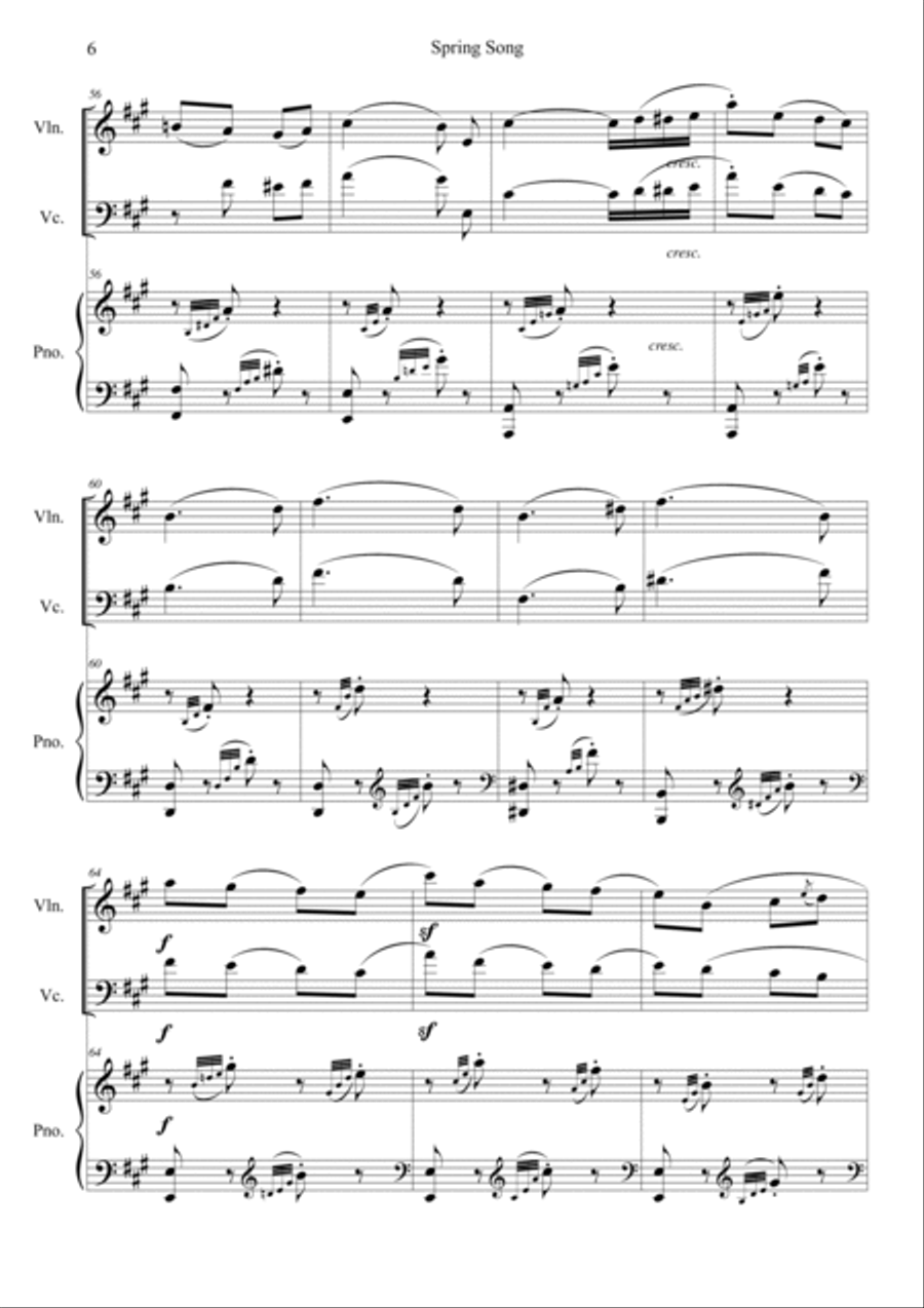 Lieder ohne Worte Op.62 No.6 Piano Trio scores gallery preview page 6