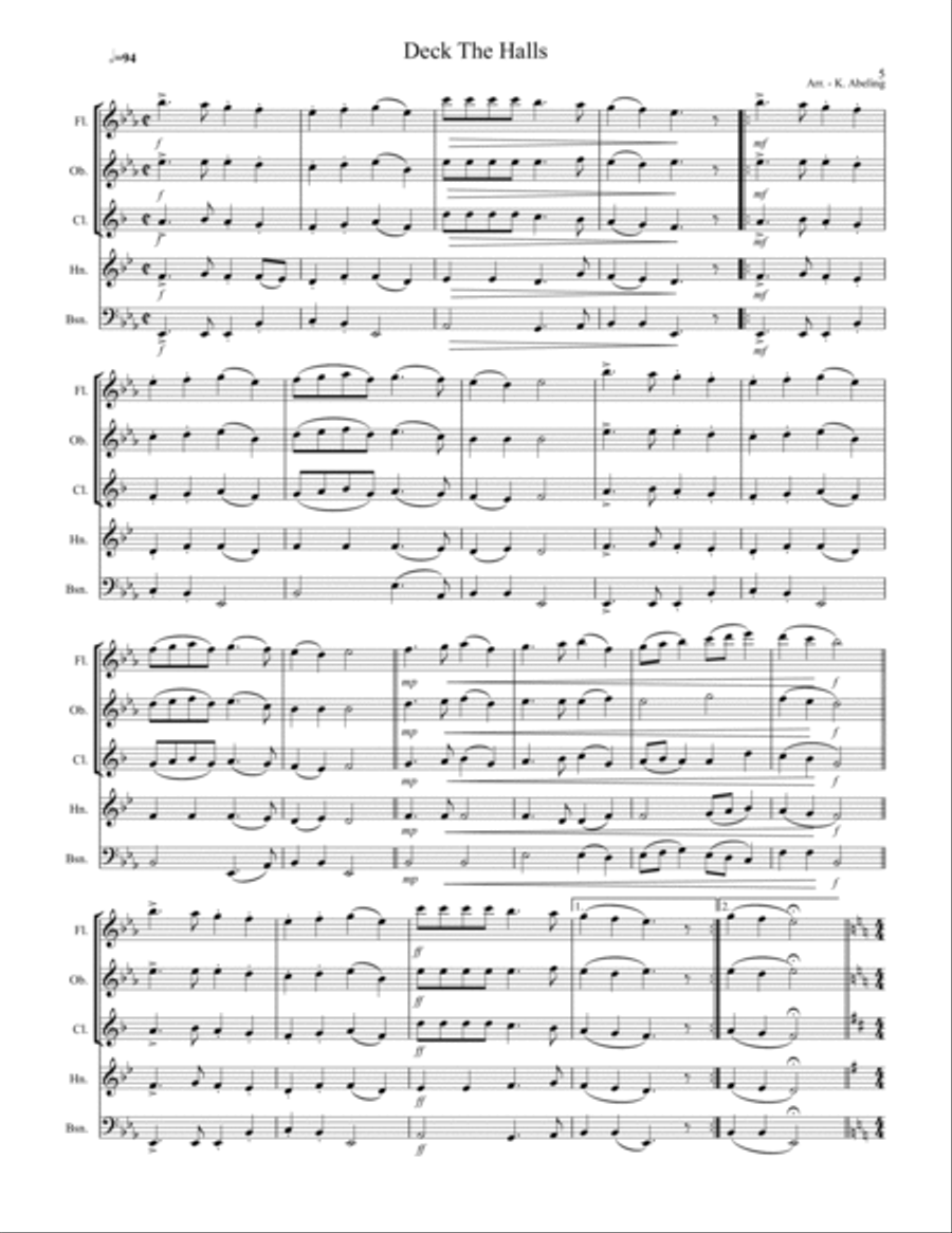 20 Traditional Christmas Carols Volume I (for Woodwind Quintet) Woodwind Quintet scores gallery preview page 6