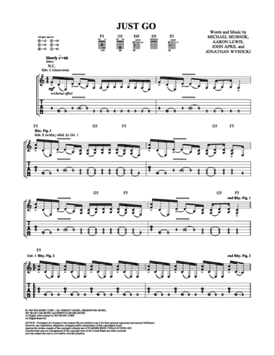 Just Go Electric Guitar scores gallery preview page 1