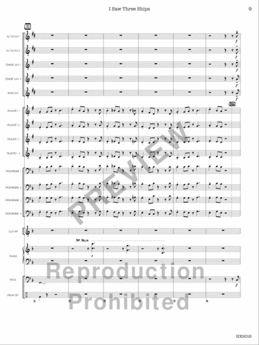 I Saw Three Ships Jazz Ensemble scores gallery preview page 10