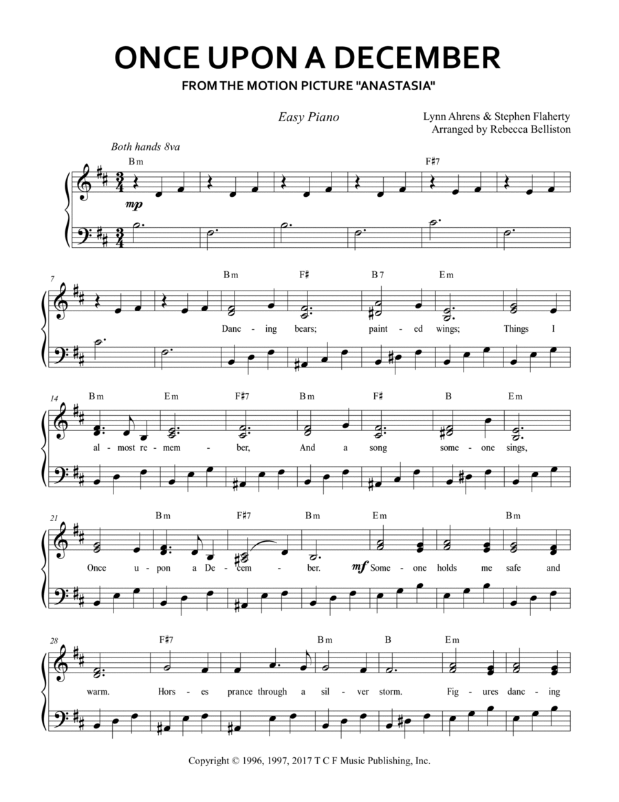 Once Upon A December Easy Piano scores gallery preview page 1