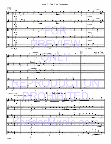 Music For The Royal Fireworks (Selected Themes And Movements) (Full Score)