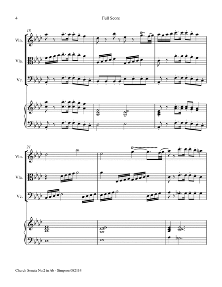 Church Sonata No.2 in Ab for String Trio & Organ by Daniel Leo Simpson Cello - Digital Sheet Music