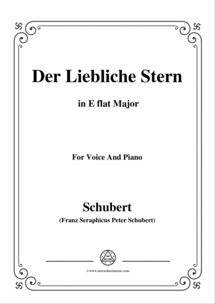 Book cover for Schubert-Der Liebliche Stern,in E flat Major,for Voice&Piano