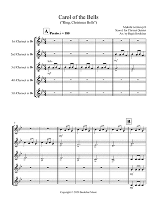 Carol of the Bells (F min) (Clarinet Quintet)