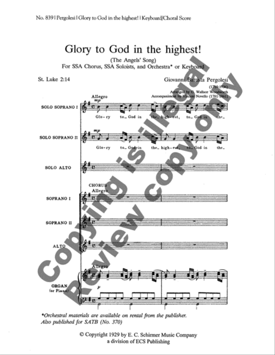 Glory to God in the Highest SSA scores gallery preview page 3
