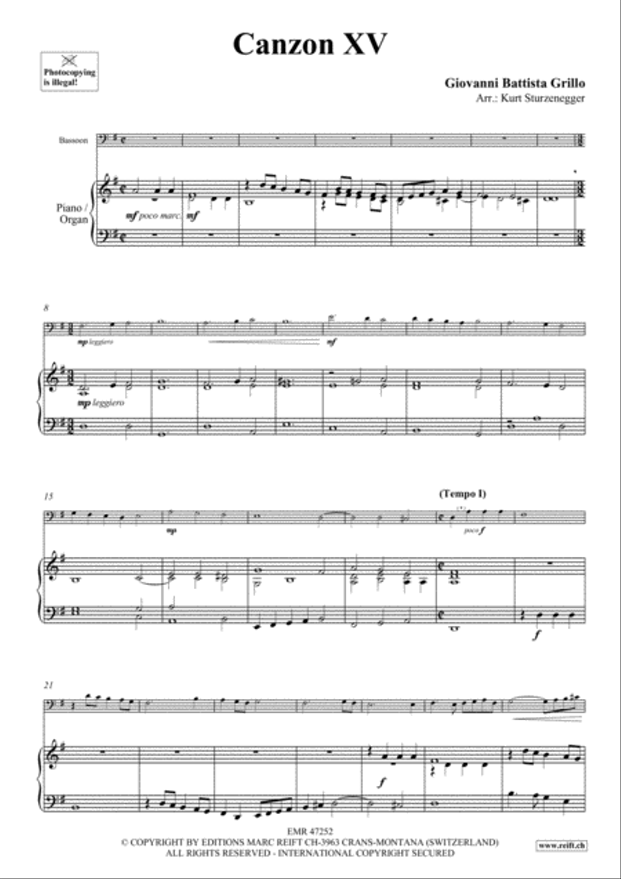 Canzon XV Bassoon Solo scores gallery preview page 3