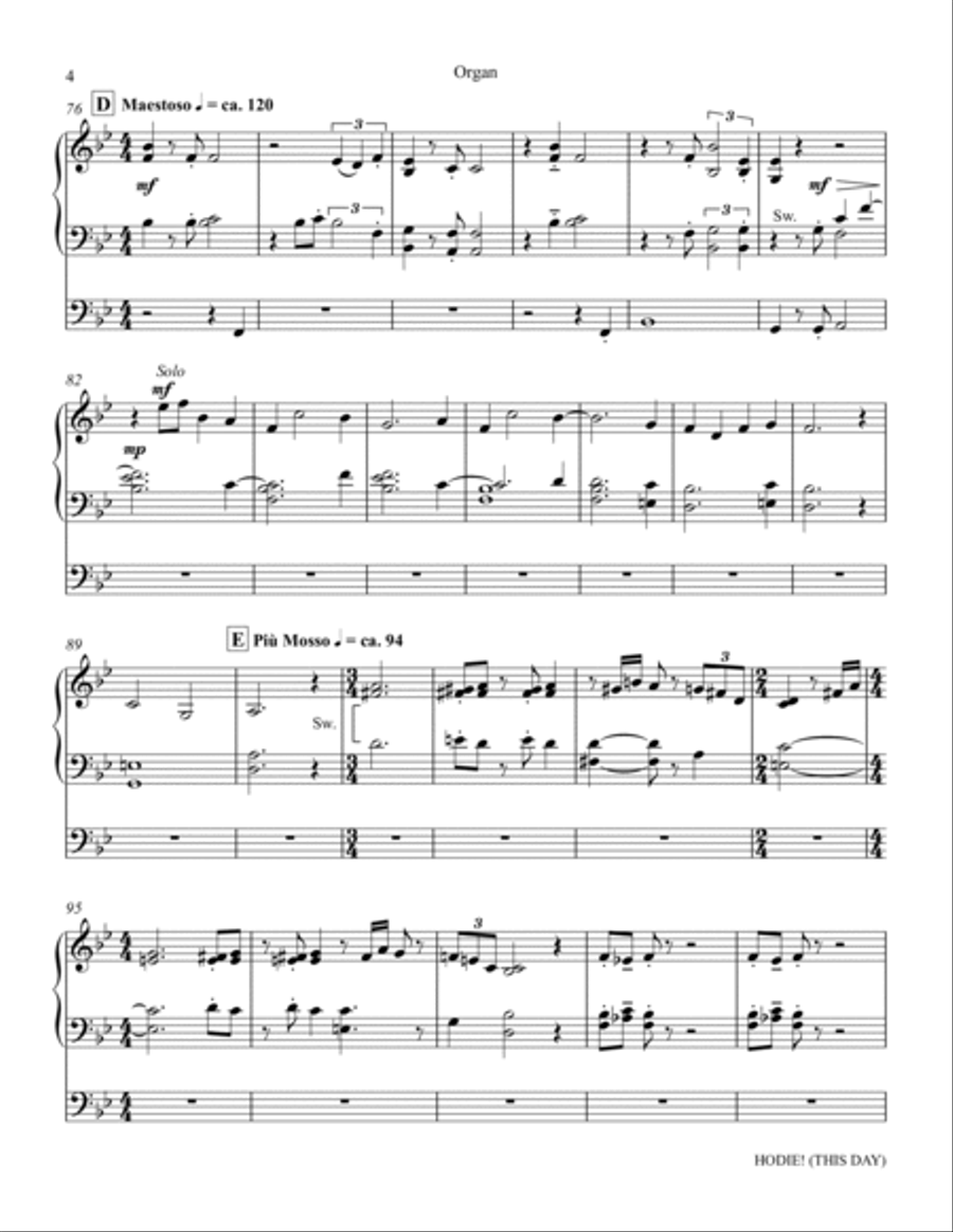 Hodie (This Day) - Organ Hodie (This Day) - Organ Choir scores gallery preview page 4