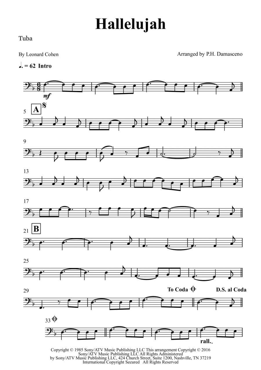 Hallelujah Tuba scores gallery preview page 1