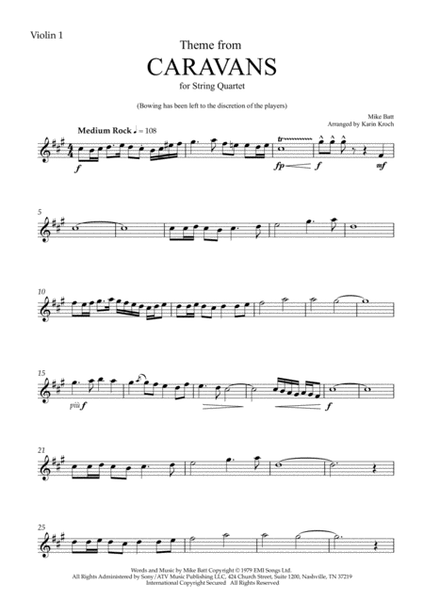 Caravans Theme (Mike Batt) - String Quartet image number null