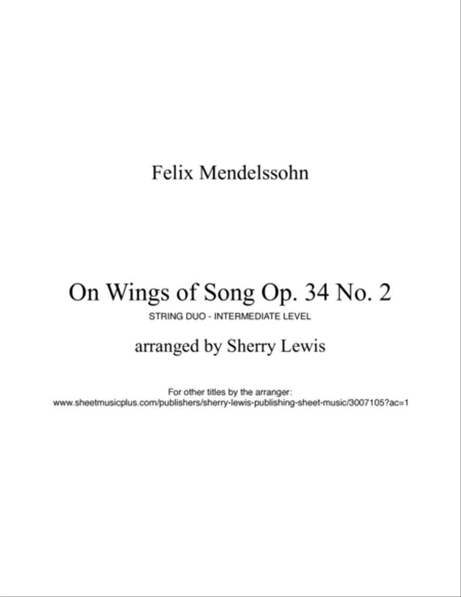 ON WINGS OF SONG - String Duo, Intermediate Level for violin and cello String Duet scores gallery preview page 2